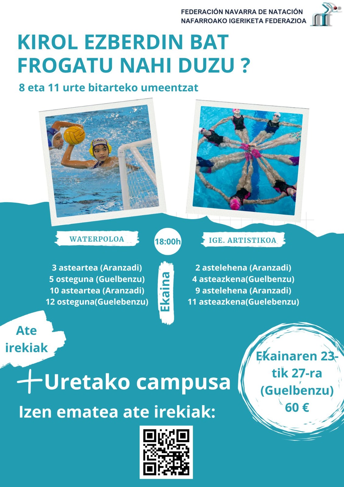 "PUERTAS ABIERTAS" NATACIÓN ARTÍSTICA Y WATERPOLO - FNN-NIF